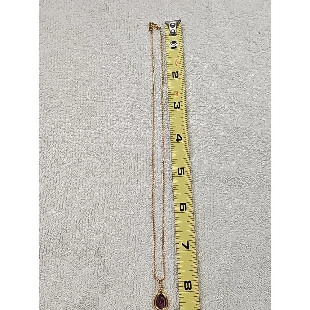 Vintage Trifari  Necklace  W/ Faux Unbranded Amethyst Teardrop Pendant